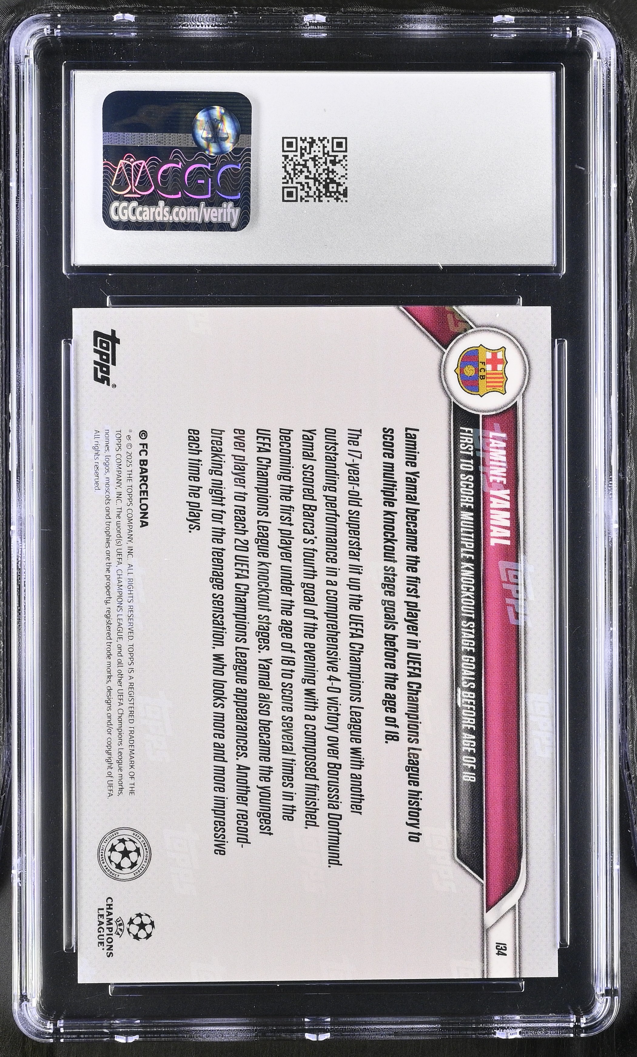 Lamine Yamal 2024-25 Topps Now UEFA CL #134 (CGC 9) at PristineAuction.com Lamine Yamal 2024-25 Topps Now UEFA CL #134 (CGC 9) at PristineAuction.com