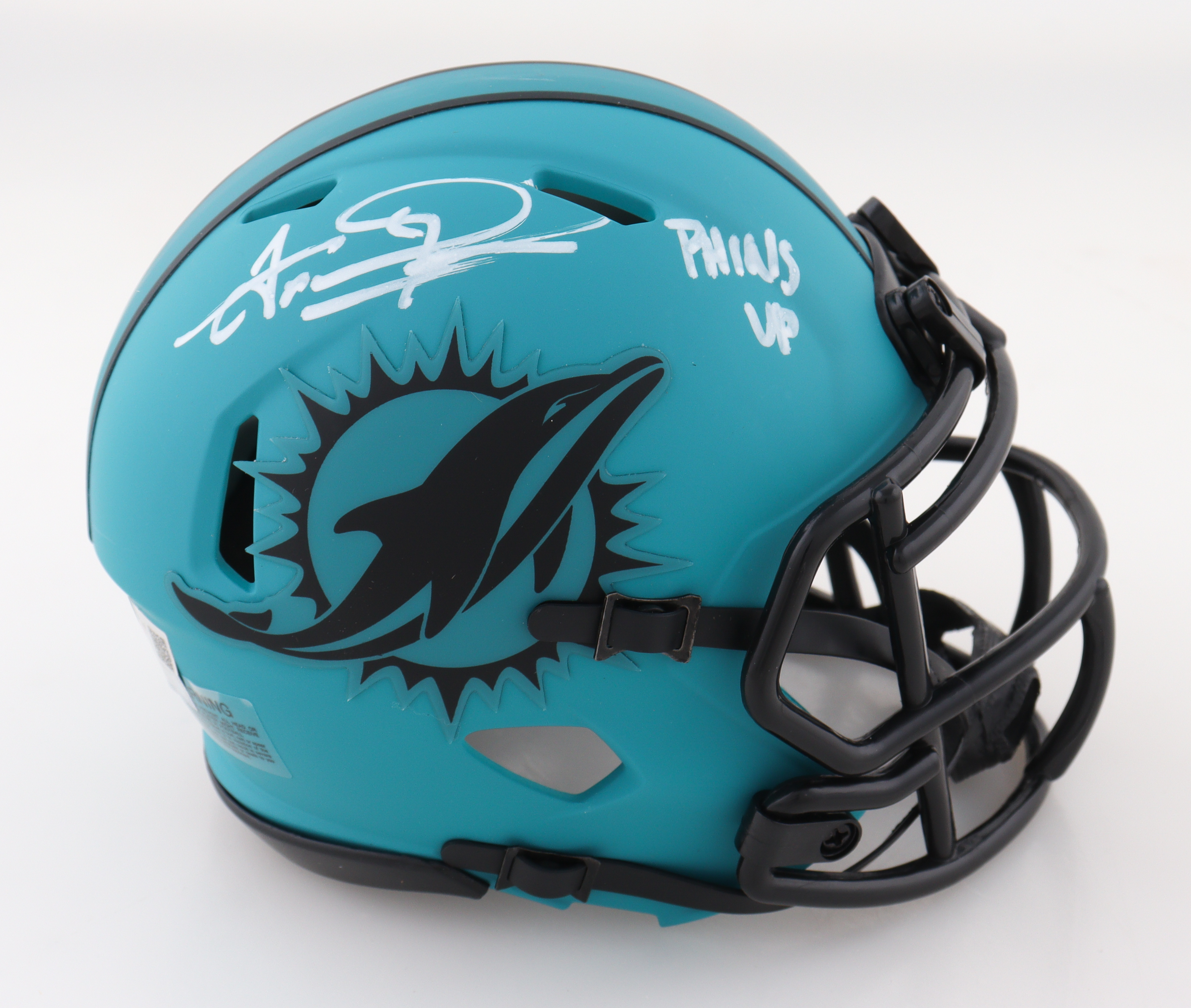 Tua Tagovailoa Signed Dolphins Rave Alternate Speed Mini Helmet Inscribed "Phins Up" (Fanatics) at PristineAuction.com Tua Tagovailoa Signed Dolphins Rave Alternate Speed Mini Helmet Inscribed "Phins Up" (Fanatics) at PristineAuction.com