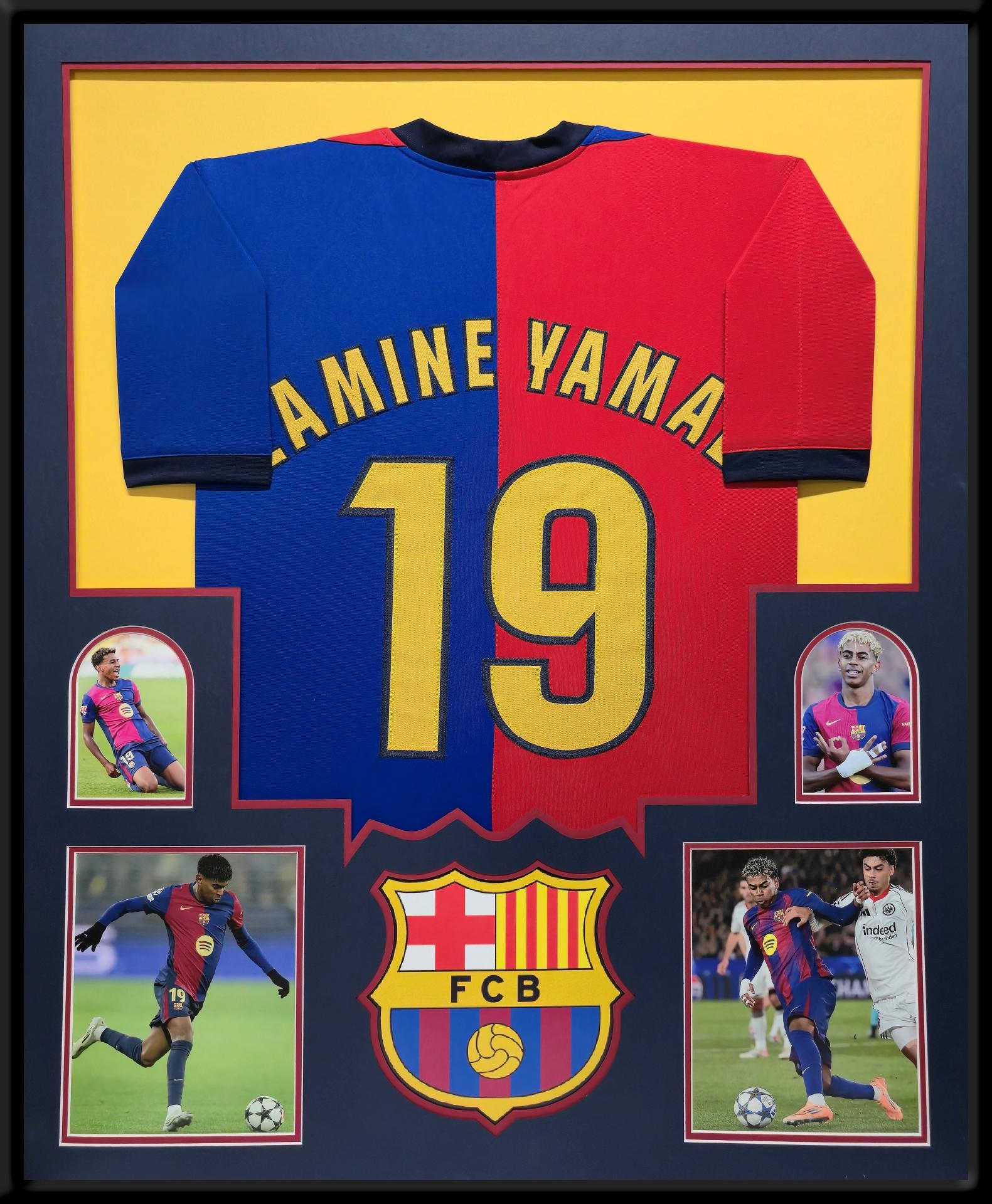 Lamine Yamal Custom Framed Jersey Display at PristineAuction.com Lamine Yamal Custom Framed Jersey Display at PristineAuction.com
