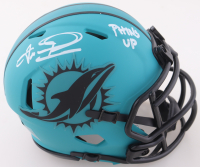 Tua Tagovailoa Signed Dolphins Rave Alternate Speed Mini Helmet Inscribed "Phins Up" (Fanatics) at PristineAuction.com