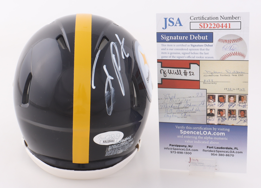 Joey Porter Jr. Signed Steelers Speed Mini Helmet (JSA) at PristineAuction.com Joey Porter Jr. Signed Steelers Speed Mini Helmet (JSA) at PristineAuction.com