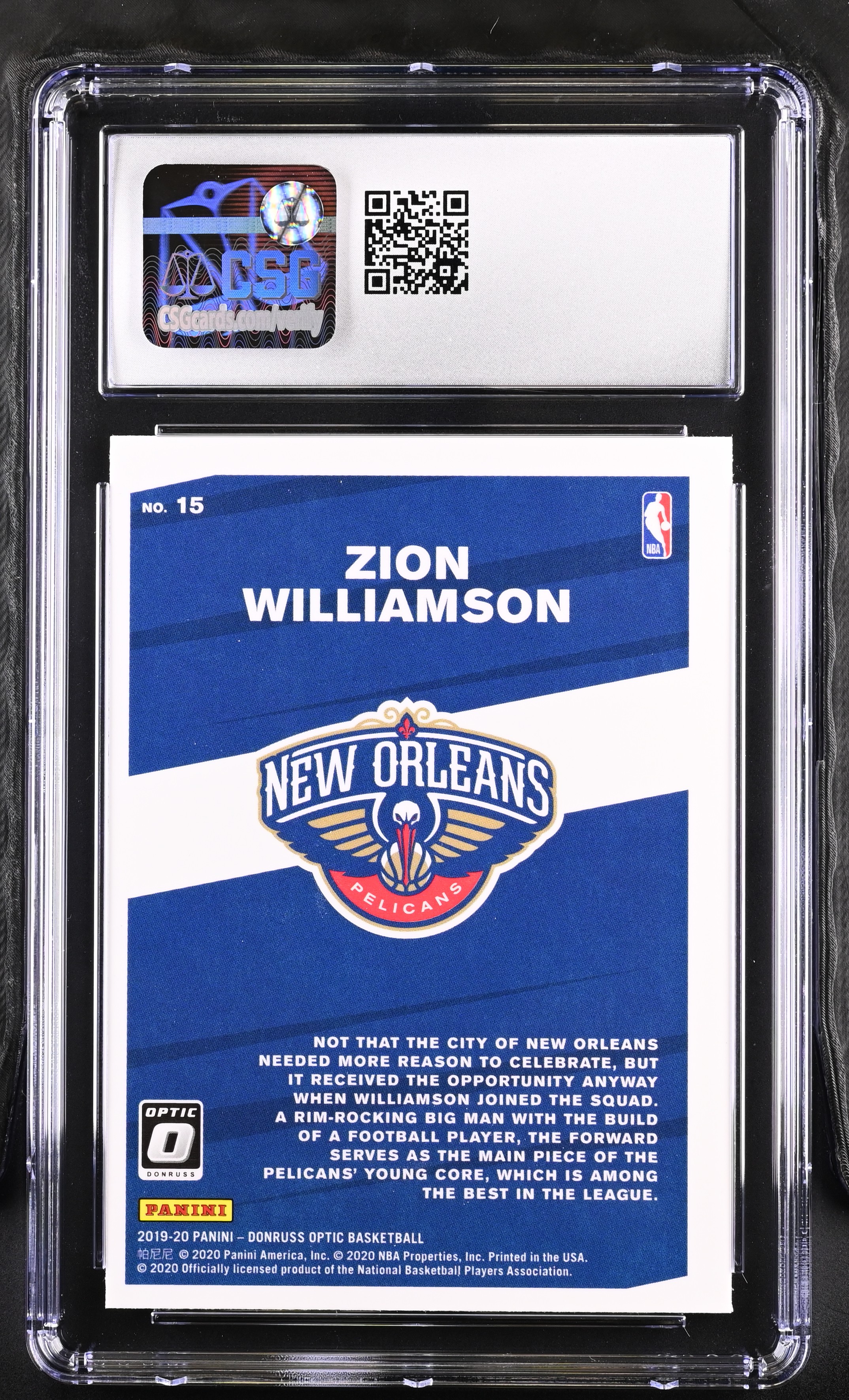 Zion Williamson 2019-20 Panini Donruss Optic My House! #15 RC (CSG 10) at PristineAuction.com Zion Williamson 2019-20 Panini Donruss Optic My House! #15 RC (CSG 10) at PristineAuction.com