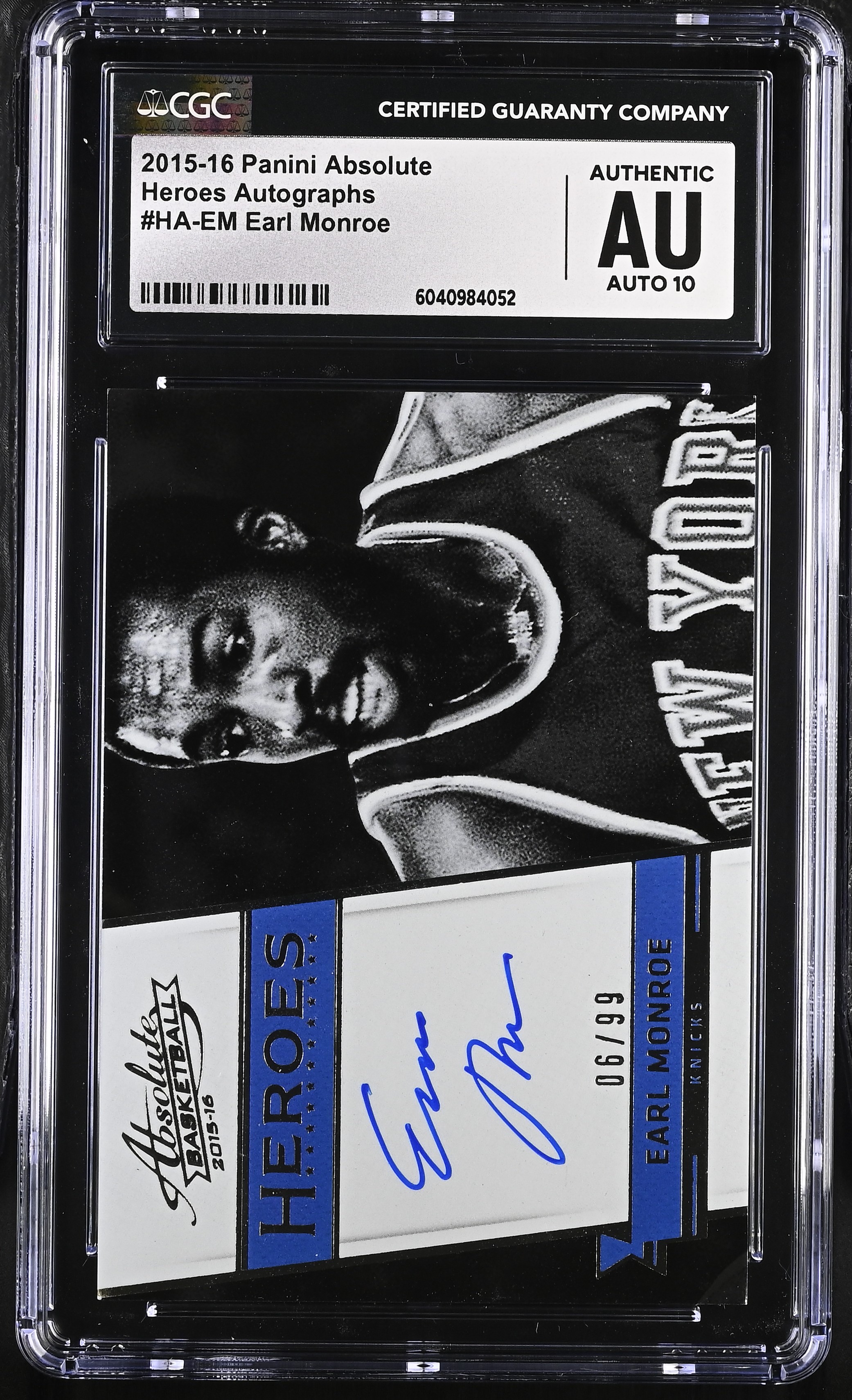 Earl Monroe 2015-16 Panini Absolute Heroes Autographs #HA-EM #06/99 (CGC Authentic | Autograph Graded CGC 10) at PristineAuction.com Earl Monroe 2015-16 Panini Absolute Heroes Autographs #HA-EM #06/99 (CGC Authentic | Autograph Graded CGC 10) at PristineAuction.com