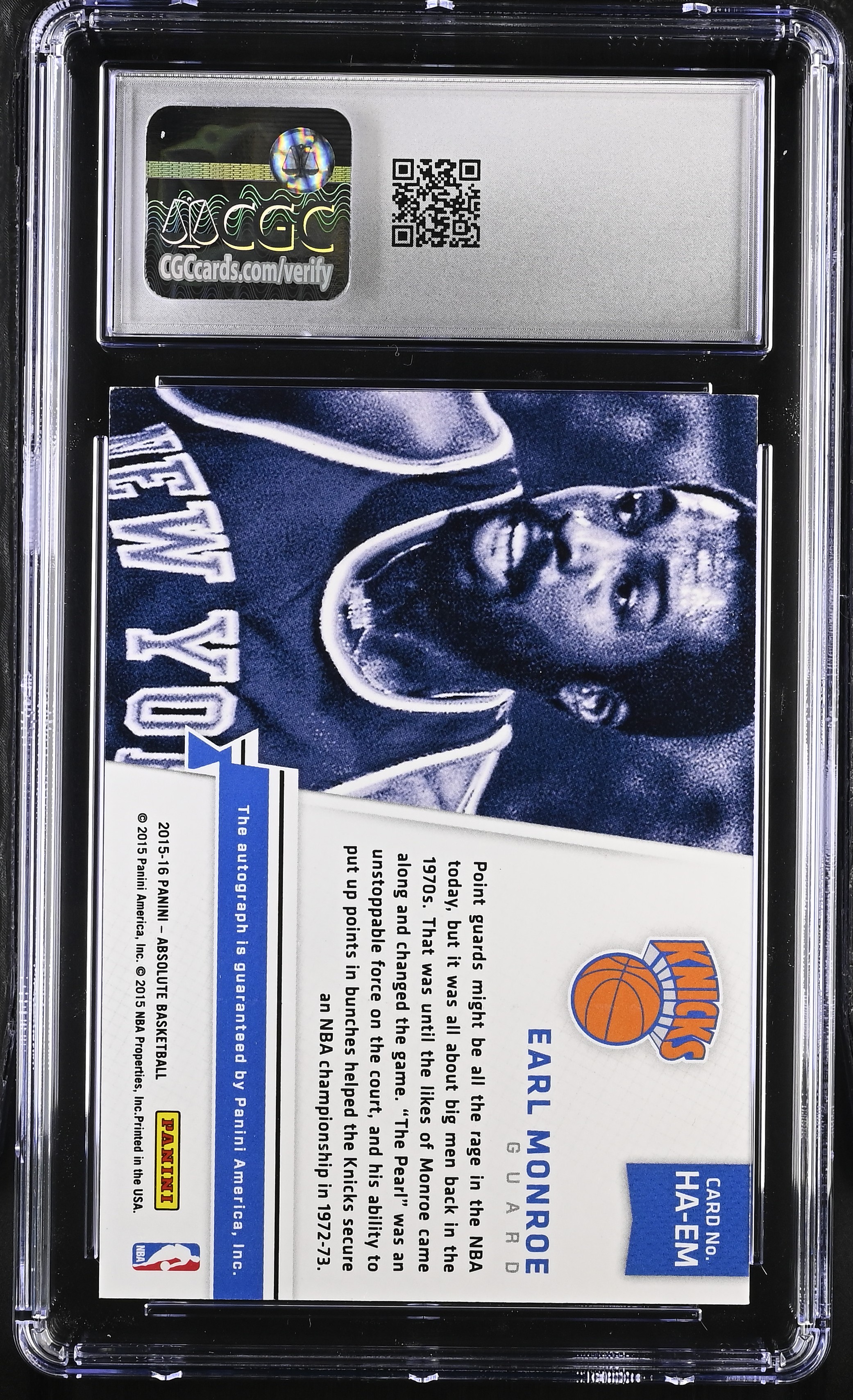 Earl Monroe 2015-16 Panini Absolute Heroes Autographs #HA-EM #06/99 (CGC Authentic | Autograph Graded CGC 10) at PristineAuction.com Earl Monroe 2015-16 Panini Absolute Heroes Autographs #HA-EM #06/99 (CGC Authentic | Autograph Graded CGC 10) at PristineAuction.com