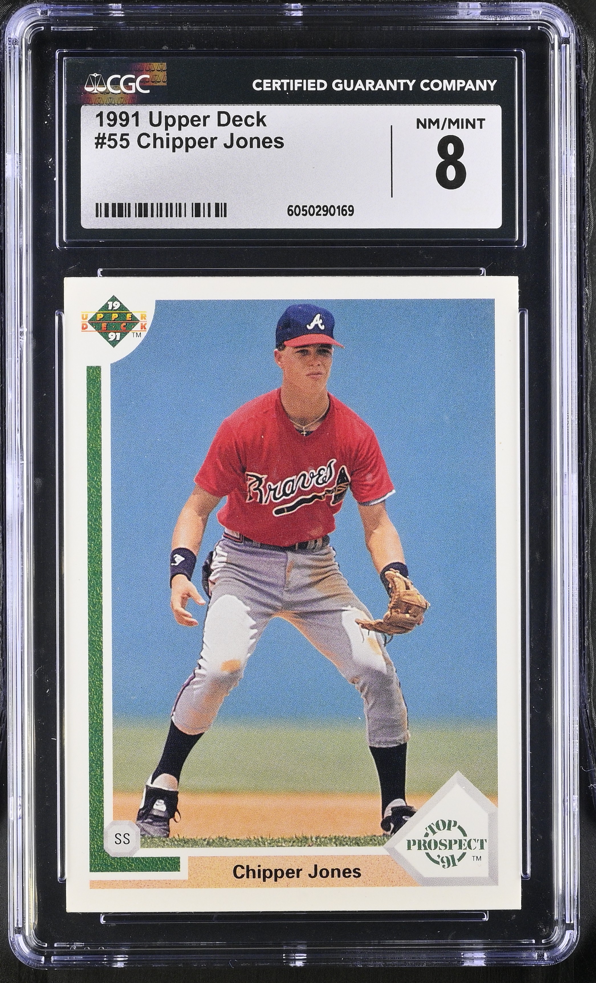 Chipper Jones 1991 Upper Deck Top Prospect #55 RC (CGC 8) at PristineAuction.com Chipper Jones 1991 Upper Deck Top Prospect #55 RC (CGC 8) at PristineAuction.com