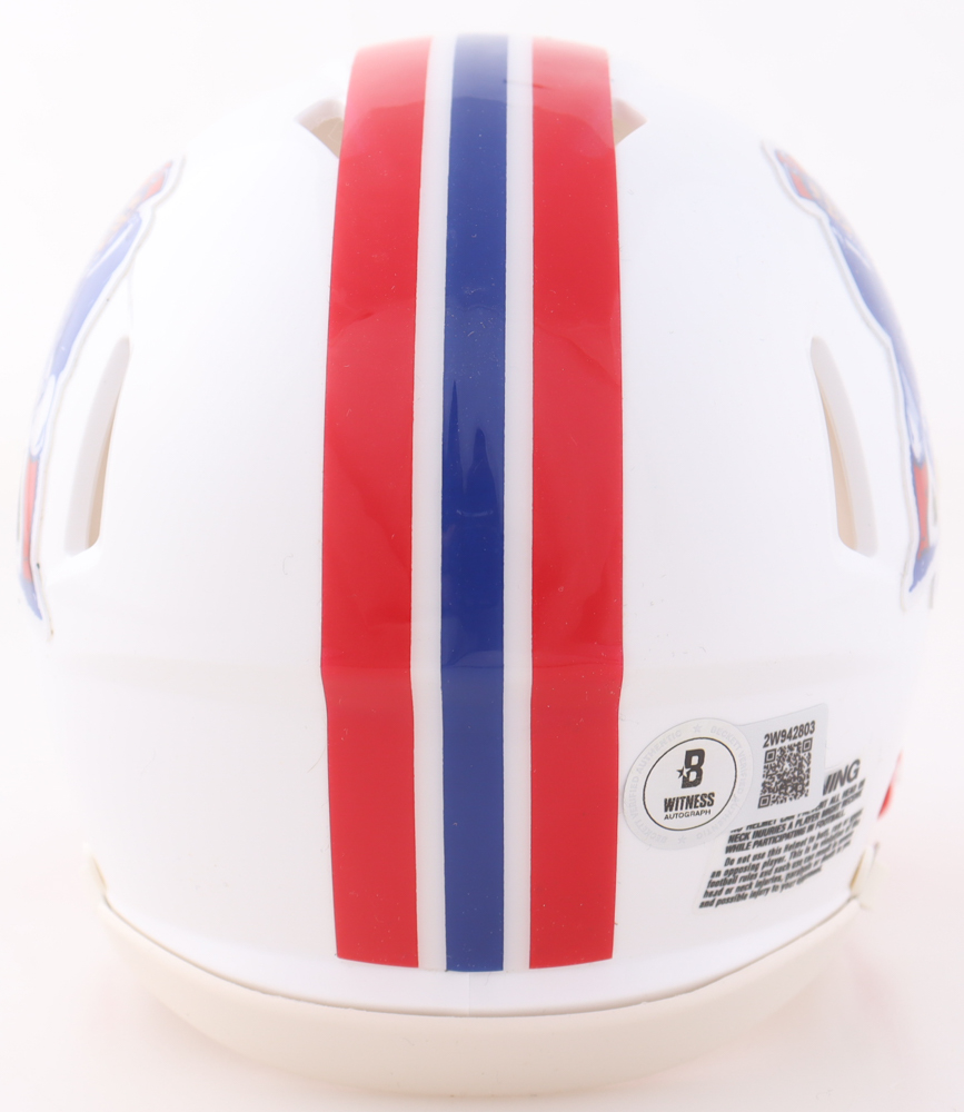 Christian Gonzalez Signed Patriots Throwback Alternate Speed Mini Helmet (Beckett) at PristineAuction.com Christian Gonzalez Signed Patriots Throwback Alternate Speed Mini Helmet (Beckett) at PristineAuction.com