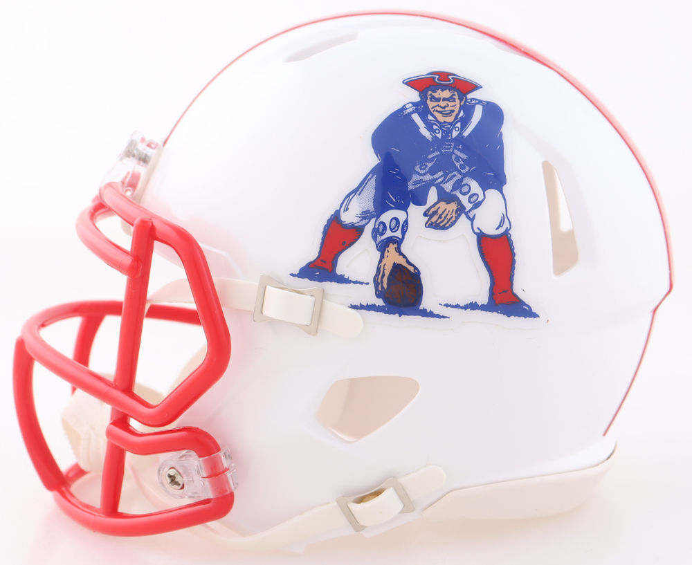 Christian Gonzalez Signed Patriots Throwback Alternate Speed Mini Helmet (Beckett) at PristineAuction.com Christian Gonzalez Signed Patriots Throwback Alternate Speed Mini Helmet (Beckett) at PristineAuction.com