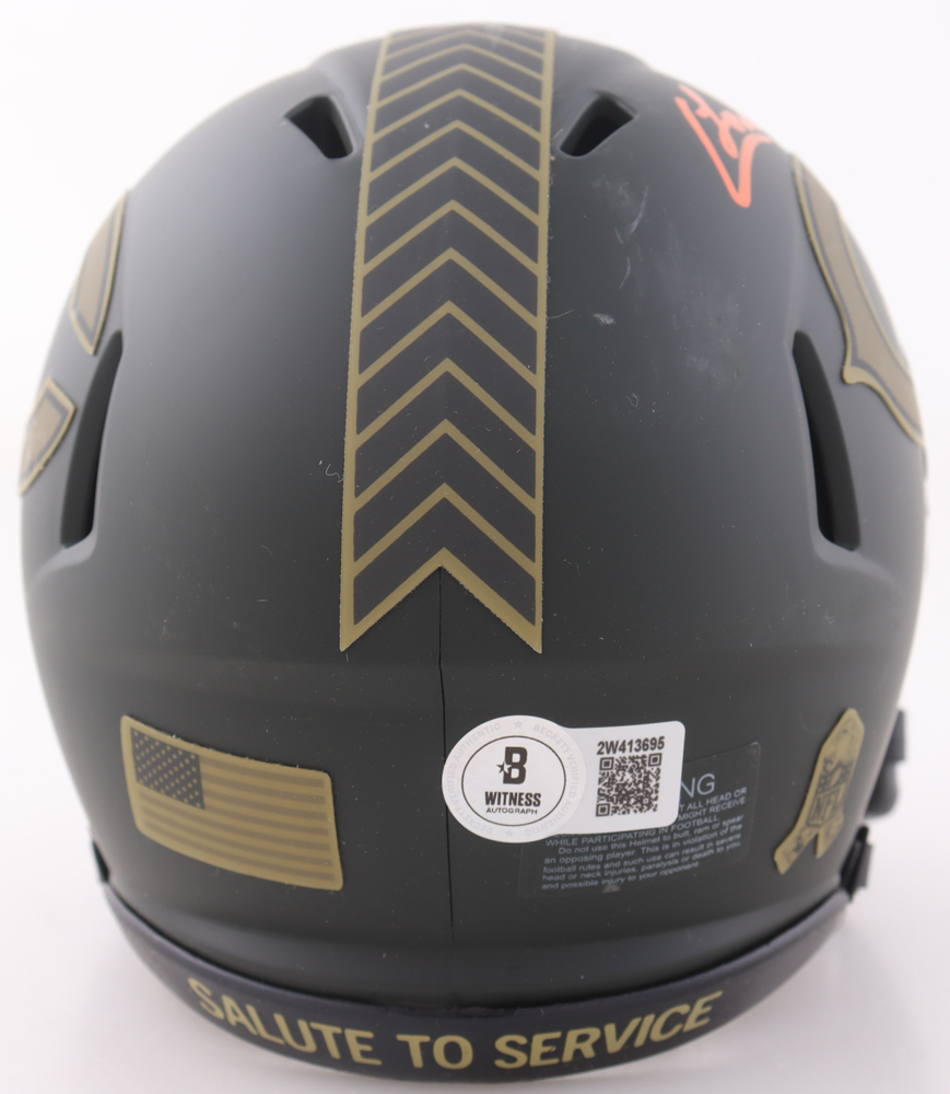 Colston Loveland Signed Bears Salute to Service Alternate Speed Mini Helmet (Beckett) at PristineAuction.com Colston Loveland Signed Bears Salute to Service Alternate Speed Mini Helmet (Beckett) at PristineAuction.com