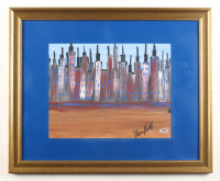 Henry Hill Signed and Hand-Painted Oil Painting "New York City Skyline" Custom Framed Display (PSA) at PristineAuction.com