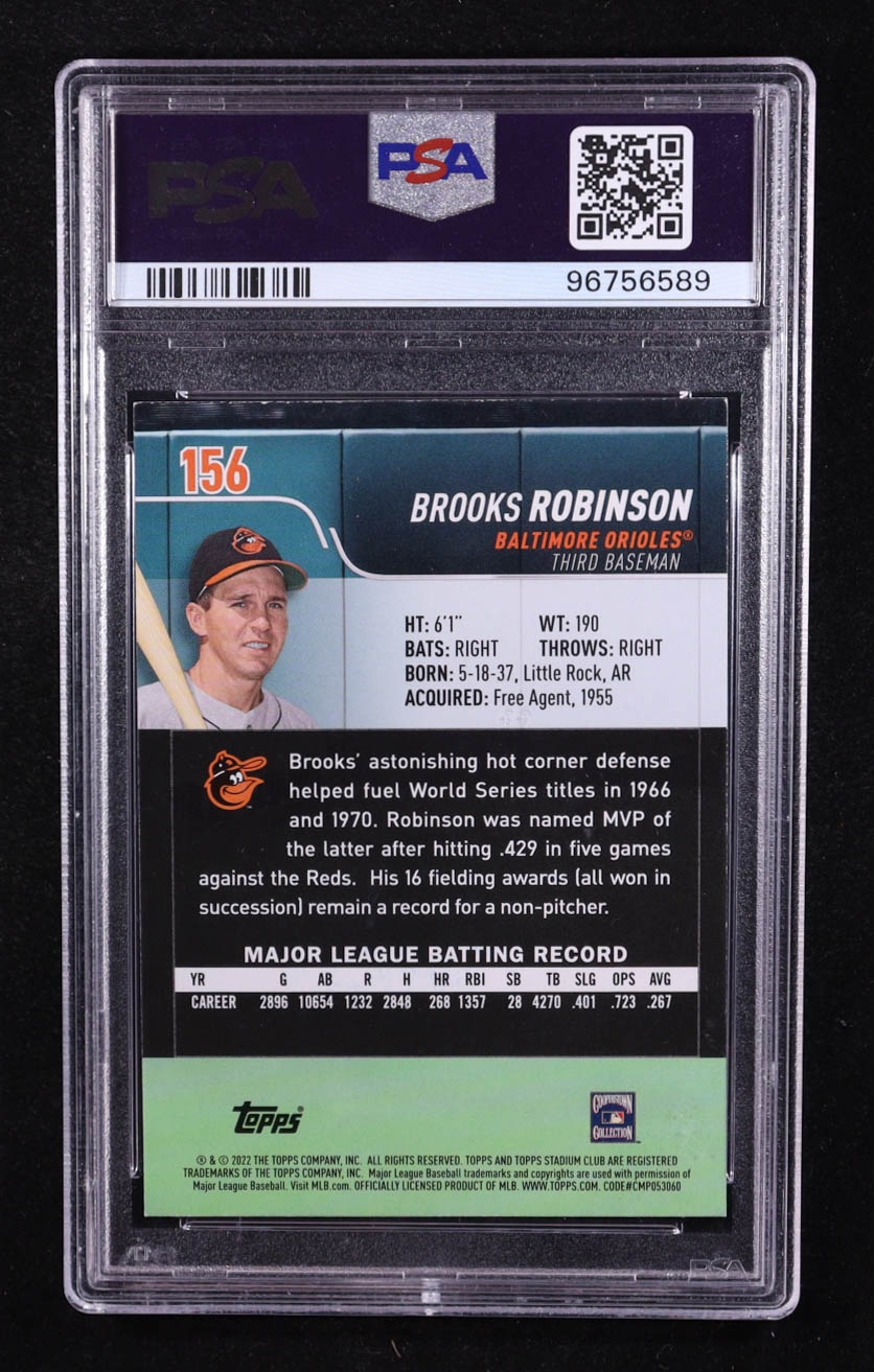 Brooks Robinson Signed 2022 Stadium Club Black Foil #156 (PSA | Autograph Graded 10) at PristineAuction.com Brooks Robinson Signed 2022 Stadium Club Black Foil #156 (PSA | Autograph Graded 10) at PristineAuction.com