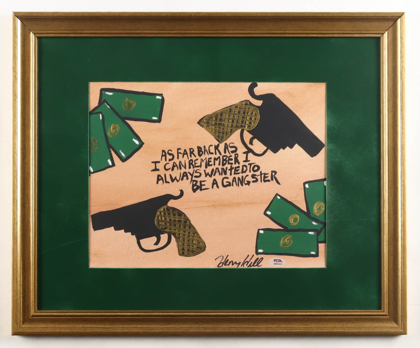 Henry Hill Signed and Hand Painted Oil Painting "As Far Back As I Can Remember..." Custom Framed Display (PSA) at PristineAuction.com Henry Hill Signed and Hand Painted Oil Painting "As Far Back As I Can Remember..." Custom Framed Display (PSA) at PristineAuction.com