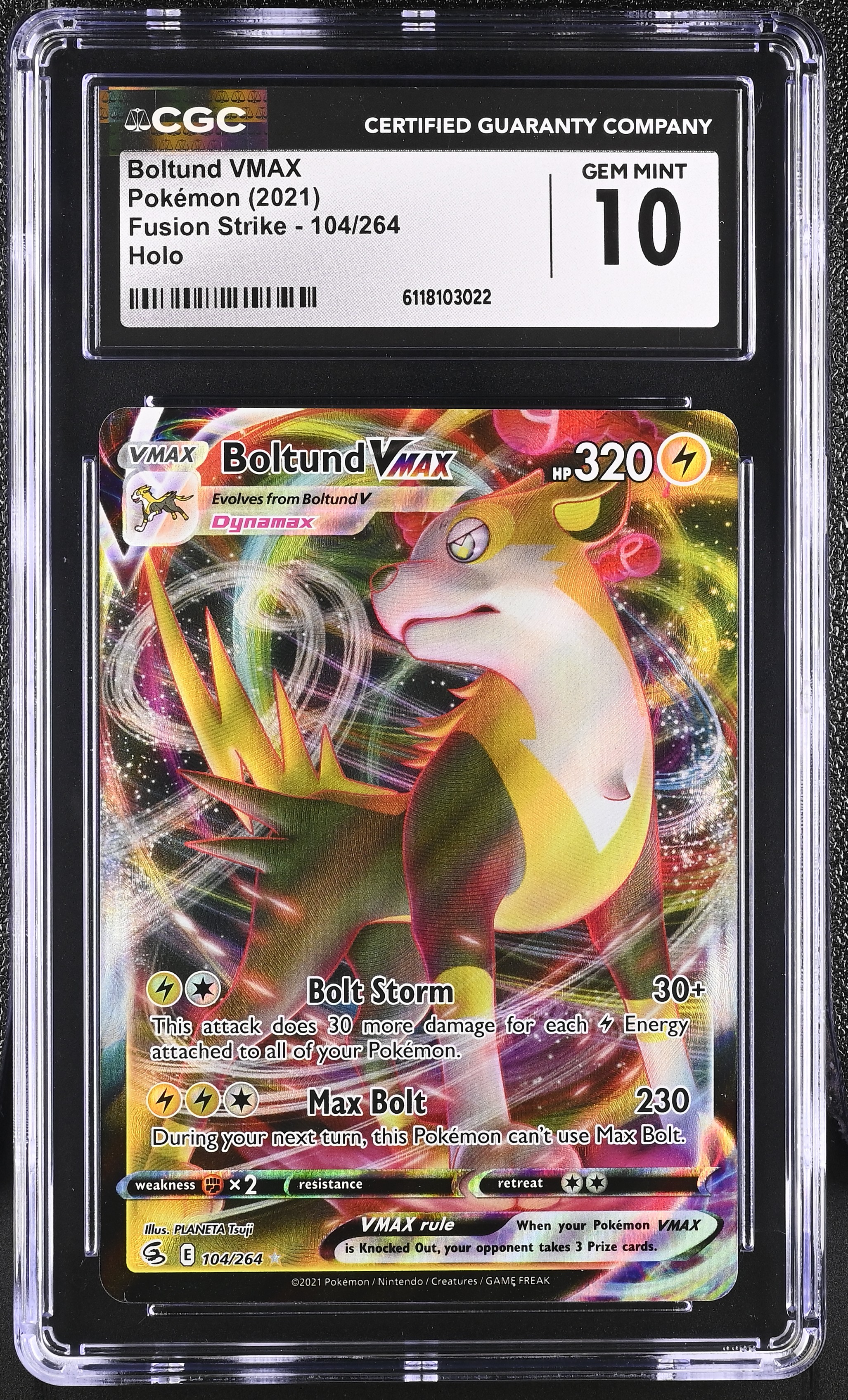 Boltund VMAX 2021 Pokemon TCG Sword & Shield Fusion Strike #104 Holo (CGC 10) at PristineAuction.com Boltund VMAX 2021 Pokemon TCG Sword & Shield Fusion Strike #104 Holo (CGC 10) at PristineAuction.com
