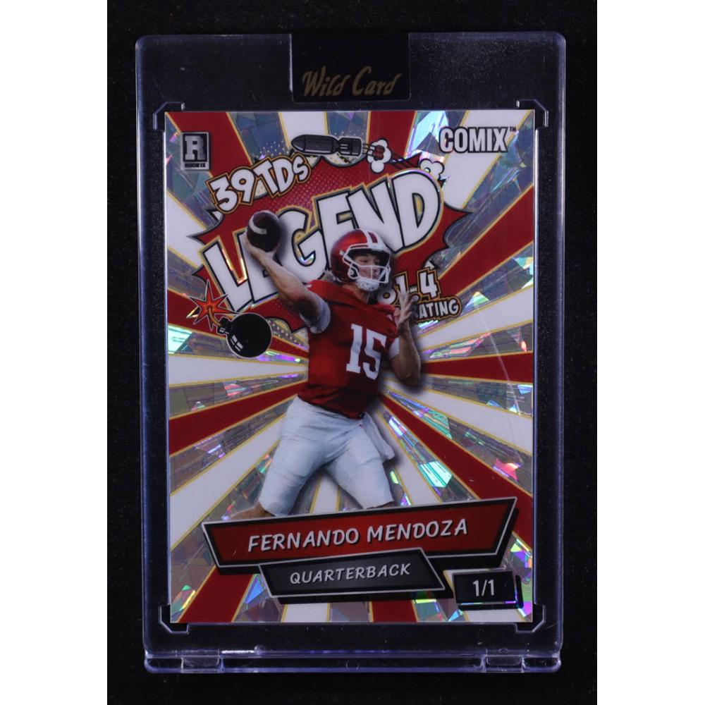 Fernando Mendoza 2025 Wild Card Comix LEGEND Silver Red & White Crystal #ACBL-FM03 #1/1 RC at PristineAuction.com