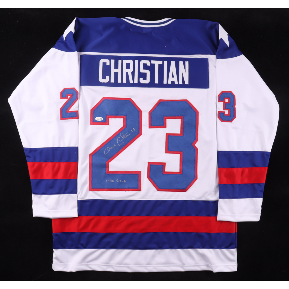 Dave Christian Signed Jersey Inscribed "1980 Gold" (JSA) at PristineAuction.com