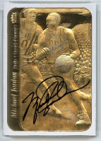 Michael Jordan 1997 Fleer 23KT Gold White Border / '86-87 Fleer Sticker at PristineAuction.com