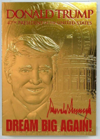 Donald Trump 2021 Merrick Mint Dream Big Again! 2024 Red Signature Series 23Kt Gold Card at PristineAuction.com