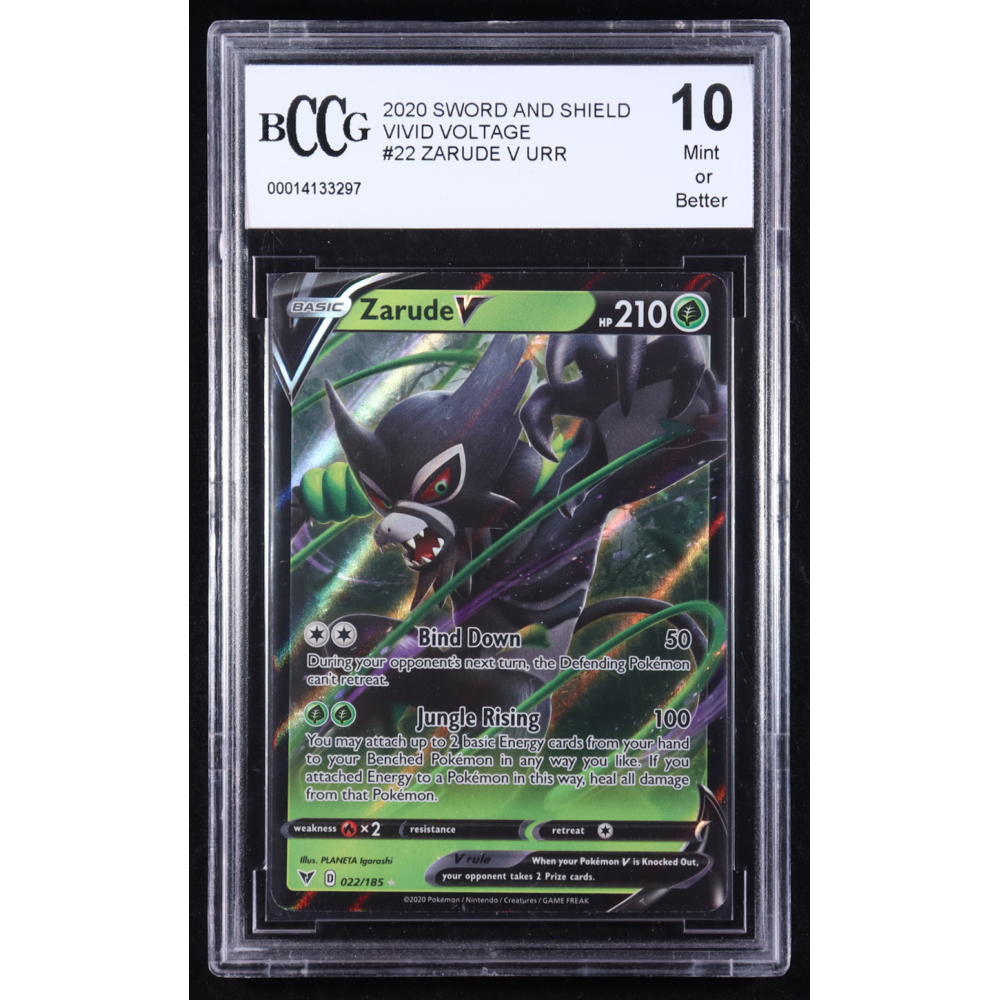 Zarude V 2020 Pokemon Sword & Shield Vivid Voltage #22 (BCCG 10) at PristineAuction.com