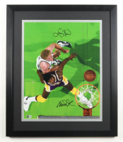 Magic Johnson & Larry Bird Signed Custom Framed Photo Display (Beckett) at PristineAuction.com