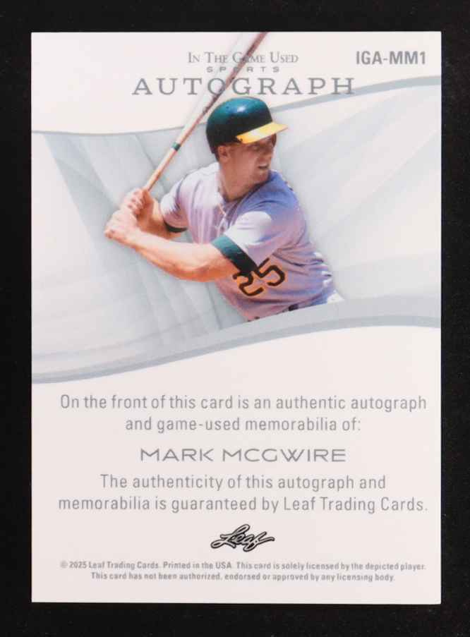 Mark McGwire 2025 Leaf In the Game Used Sports Autograph Memorabilia Crystal Rainbow #IGAMM1 #4/5 at PristineAuction.com Mark McGwire 2025 Leaf In the Game Used Sports Autograph Memorabilia Crystal Rainbow #IGAMM1 #4/5 at PristineAuction.com