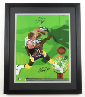 Magic Johnson & Larry Bird Signed Custom Framed Photo Display (Beckett) at PristineAuction.com