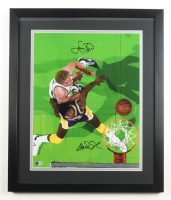 Magic Johnson & Larry Bird Signed Custom Framed Photo Display (Beckett) at PristineAuction.com