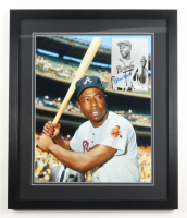 Hank Aaron Signed Braves Custom Framed Photo Display (JSA) at PristineAuction.com