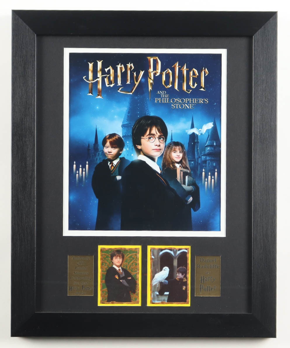 "Harry Potter and the Philosopher's Stone" Custom Framed Display Featuring 2 Harry Potter Stickers at PristineAuction.com "Harry Potter and the Philosopher's Stone" Custom Framed Display Featuring 2 Harry Potter Stickers at PristineAuction.com