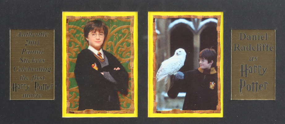 "Harry Potter and the Philosopher's Stone" Custom Framed Display Featuring 2 Harry Potter Stickers at PristineAuction.com "Harry Potter and the Philosopher's Stone" Custom Framed Display Featuring 2 Harry Potter Stickers at PristineAuction.com