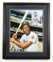 Hank Aaron Signed Braves Custom Framed Photo Display (JSA) at PristineAuction.com