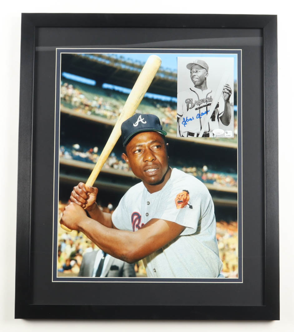 Hank Aaron Signed Braves Custom Framed Photo Display (JSA) at PristineAuction.com Hank Aaron Signed Braves Custom Framed Photo Display (JSA) at PristineAuction.com