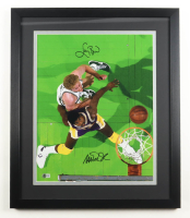 Magic Johnson & Larry Bird Signed Custom Framed Photo Display (Beckett) at PristineAuction.com