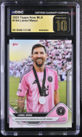 Lionel Messi 2025 Topps Now MLS #144 (CGC 10 | Pristine Black Label) at PristineAuction.com