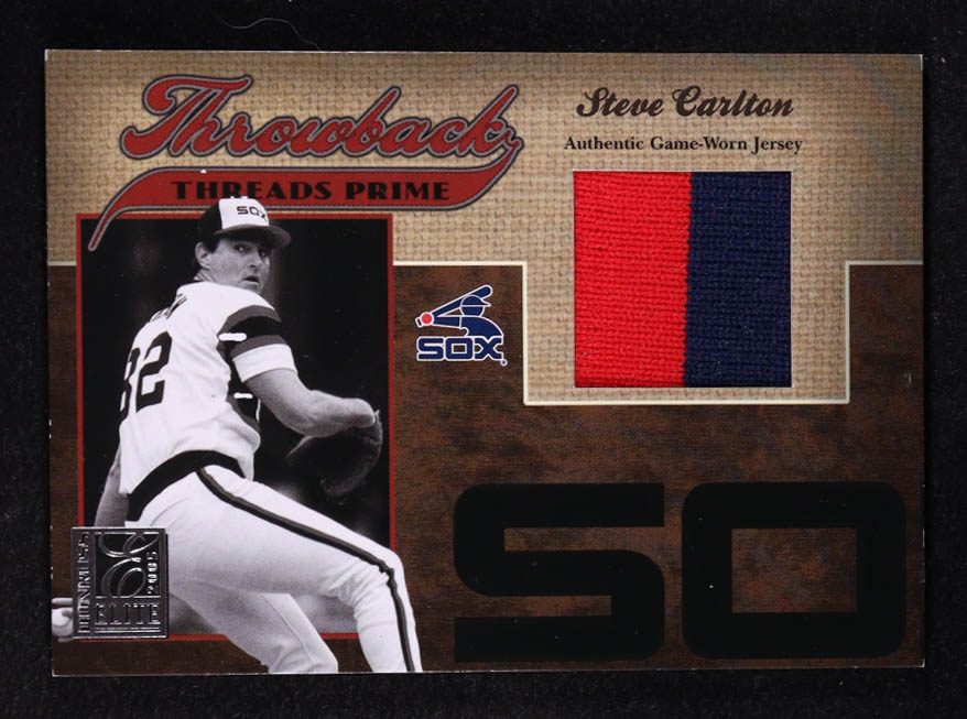 Steve Carlton / Randy Johnson 2005 Donruss Elite Throwback Threads Prime Game Worn Jersey Patch #TT-54 #03/25 at PristineAuction.com Steve Carlton / Randy Johnson 2005 Donruss Elite Throwback Threads Prime Game Worn Jersey Patch #TT-54 #03/25 at PristineAuction.com