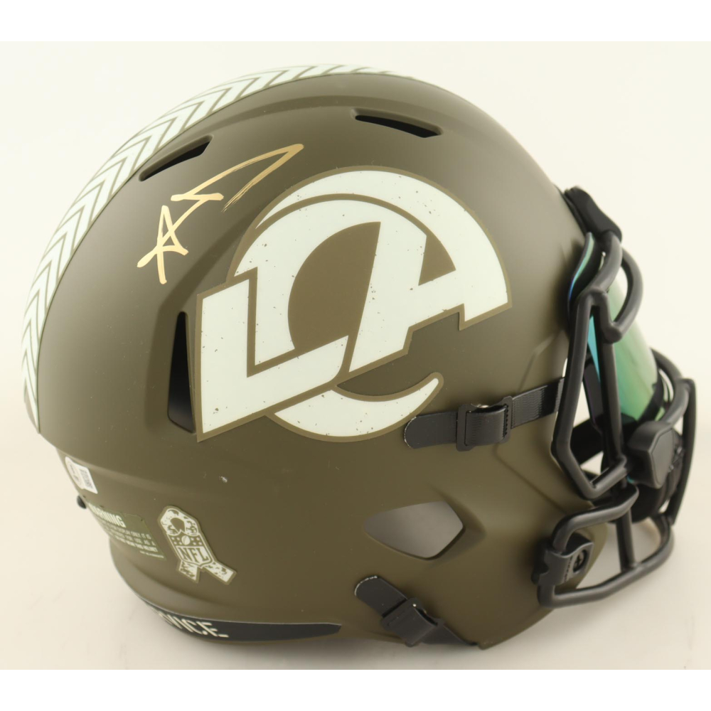 Aaron Donald Signed Rams Full-Size Salute to Service Alternate Speed Helmet With Visor (Beckett) at PristineAuction.com