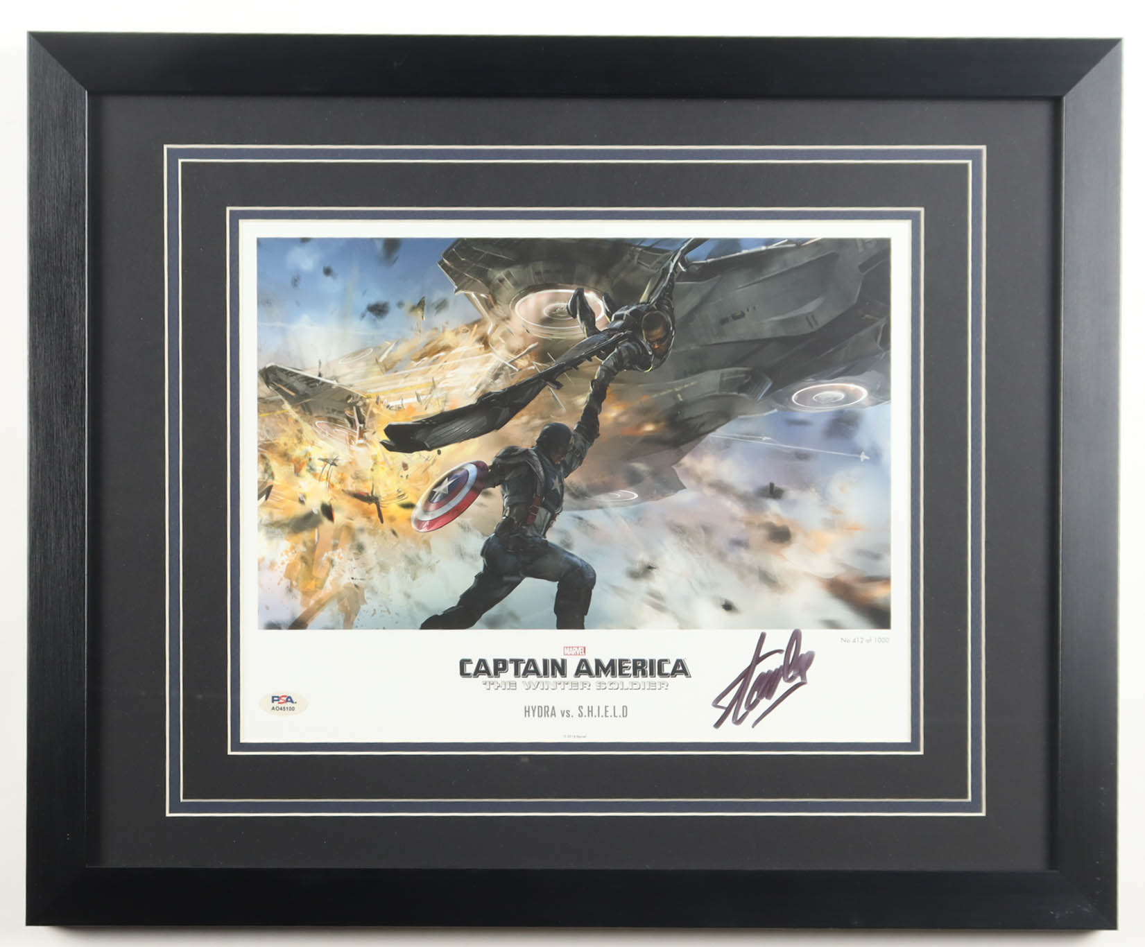 Stan Lee Signed LE "Captain America: The Winter Soldier" Custom Framed Art Print (PSA) at PristineAuction.com Stan Lee Signed LE "Captain America: The Winter Soldier" Custom Framed Art Print (PSA) at PristineAuction.com