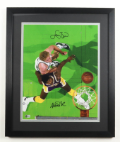 Magic Johnson & Larry Bird Signed Custom Framed Photo Display (Beckett) at PristineAuction.com