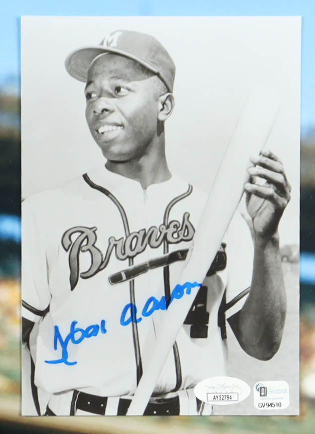 Hank Aaron Signed Braves Custom Framed Photo Display (JSA) at PristineAuction.com Hank Aaron Signed Braves Custom Framed Photo Display (JSA) at PristineAuction.com