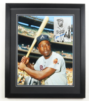 Hank Aaron Signed Braves Custom Framed Photo Display (JSA) at PristineAuction.com