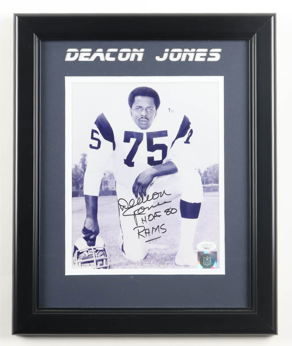 Deacon Jones Signed Rams Custom Framed Photo Display Inscribed "HOF 80" & "Rams" (JSA) at PristineAuction.com Deacon Jones Signed Rams Custom Framed Photo Display Inscribed "HOF 80" & "Rams" (JSA) at PristineAuction.com