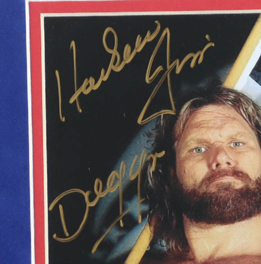 "Hacksaw" Jim Duggan Signed Custom Framed Photo Display Inscribed "USA!" (JSA) at PristineAuction.com "Hacksaw" Jim Duggan Signed Custom Framed Photo Display Inscribed "USA!" (JSA) at PristineAuction.com