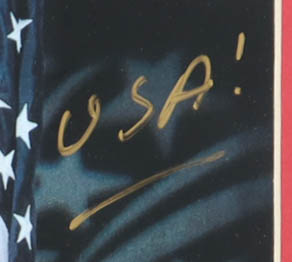 "Hacksaw" Jim Duggan Signed Custom Framed Photo Display Inscribed "USA!" (JSA) at PristineAuction.com "Hacksaw" Jim Duggan Signed Custom Framed Photo Display Inscribed "USA!" (JSA) at PristineAuction.com