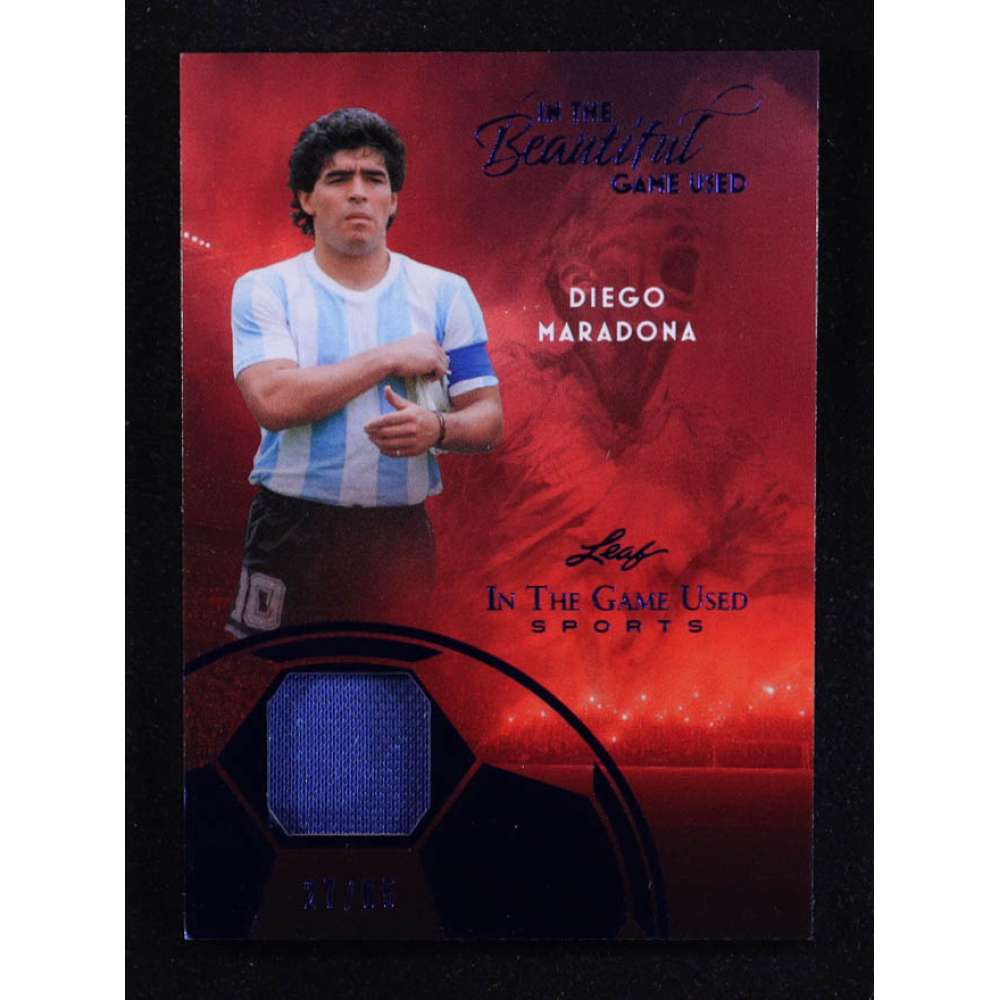 Diego Maradona 2025 Leaf ITG Used Sports In The Beautiful Game Relic Blue Foil #BU3 #27/65 at PristineAuction.com