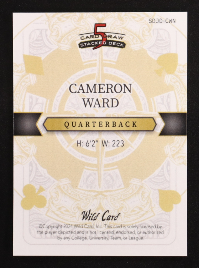Cameron Ward 2024 Wild Card 5 Card Draw Stacked Deck Ace Cross Hatch #CWN #2/2 at PristineAuction.com Cameron Ward 2024 Wild Card 5 Card Draw Stacked Deck Ace Cross Hatch #CWN #2/2 at PristineAuction.com