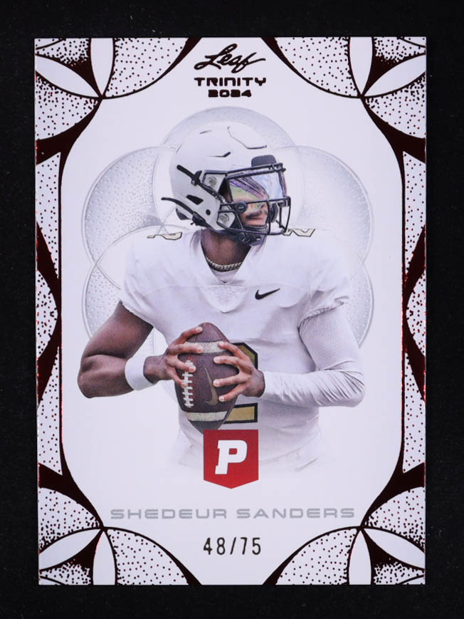 Shedeur Sanders 2024 Leaf Trinity x Pristine Auction Red Foil #87 RC #48/75 at PristineAuction.com Shedeur Sanders 2024 Leaf Trinity x Pristine Auction Red Foil #87 RC #48/75 at PristineAuction.com