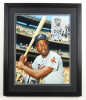 Hank Aaron Signed Braves Custom Framed Photo Display (JSA) at PristineAuction.com