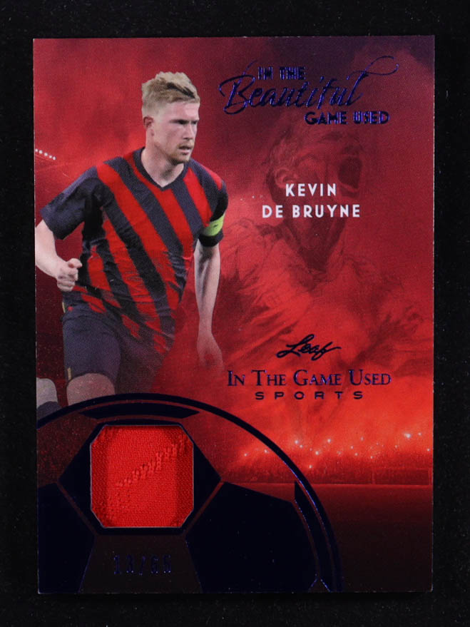 Kevin De Bruyne 2025 Leaf ITG Used Sports In The Beautiful Game Relic Silver Blue #BU10 #13/65 at PristineAuction.com Kevin De Bruyne 2025 Leaf ITG Used Sports In The Beautiful Game Relic Silver Blue #BU10 #13/65 at PristineAuction.com