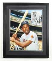 Hank Aaron Signed Braves Custom Framed Photo Display (JSA) at PristineAuction.com