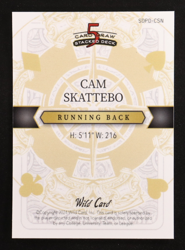 Cam Skattebo 2024 Wild Card 5 Card Draw Stacked Deck King Orange Shock #CSN #4/5 at PristineAuction.com Cam Skattebo 2024 Wild Card 5 Card Draw Stacked Deck King Orange Shock #CSN #4/5 at PristineAuction.com