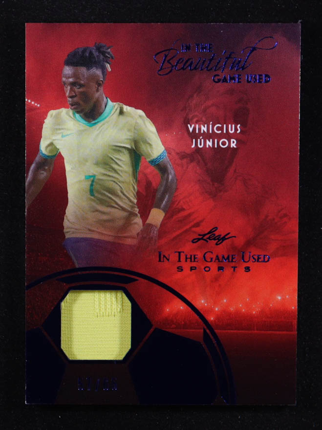 Vinicius Junior 2025 Leaf ITG Used Sports In The Beautiful Game Relic Blue Foil #BU23 #57/65 at PristineAuction.com Vinicius Junior 2025 Leaf ITG Used Sports In The Beautiful Game Relic Blue Foil #BU23 #57/65 at PristineAuction.com