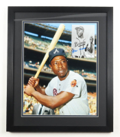 Hank Aaron Signed Braves Custom Framed Photo Display (JSA) at PristineAuction.com